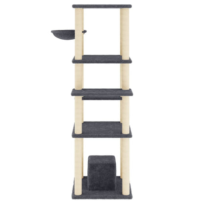 Cat Tree with Sisal Scratching Posts Dark Grey 154 cm
