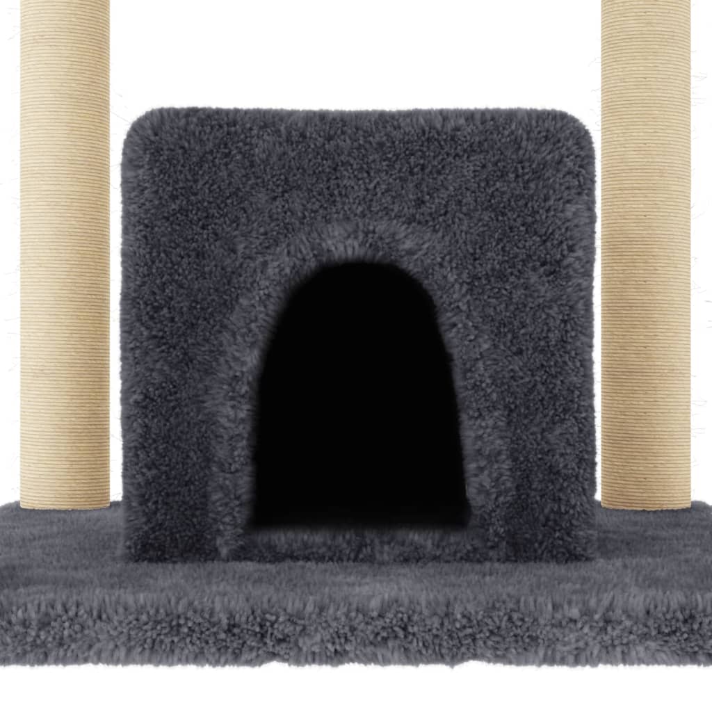 Cat Tree with Sisal Scratching Posts Dark Grey 154 cm