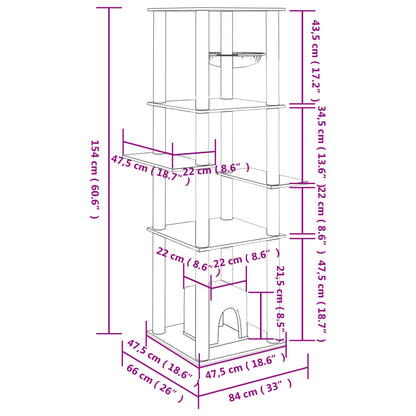 Cat Tree with Sisal Scratching Posts Dark Grey 154 cm