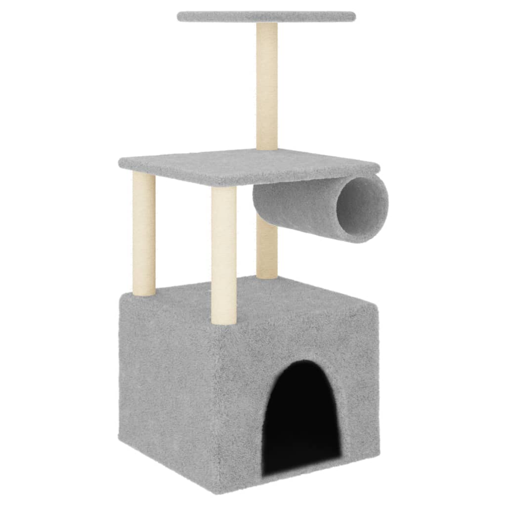 Cat Tree with Sisal Scratching Posts Light Grey 109.5 cm