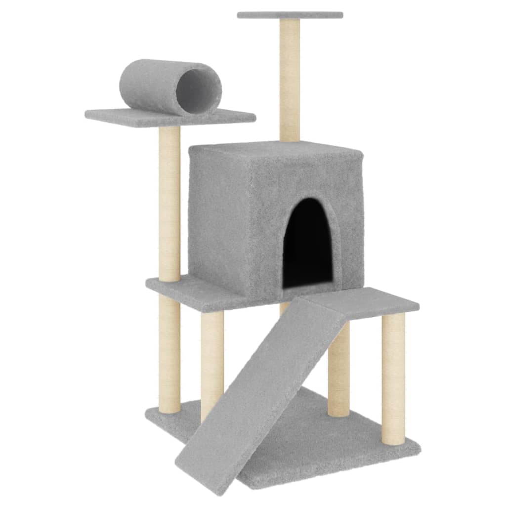 Cat Tree with Sisal Scratching Posts Light Grey 110.5 cm