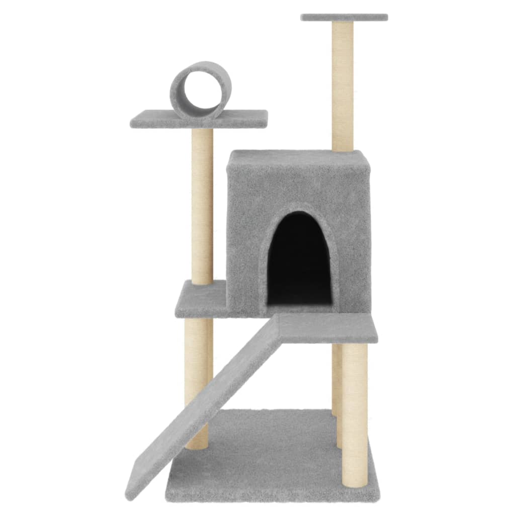 Cat Tree with Sisal Scratching Posts Light Grey 110.5 cm