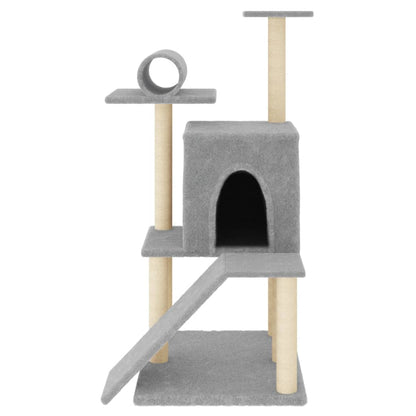 Cat Tree with Sisal Scratching Posts Light Grey 110.5 cm