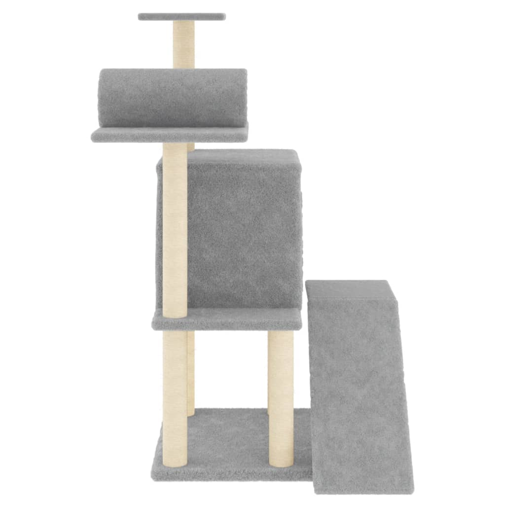 Cat Tree with Sisal Scratching Posts Light Grey 110.5 cm