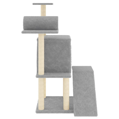 Cat Tree with Sisal Scratching Posts Light Grey 110.5 cm