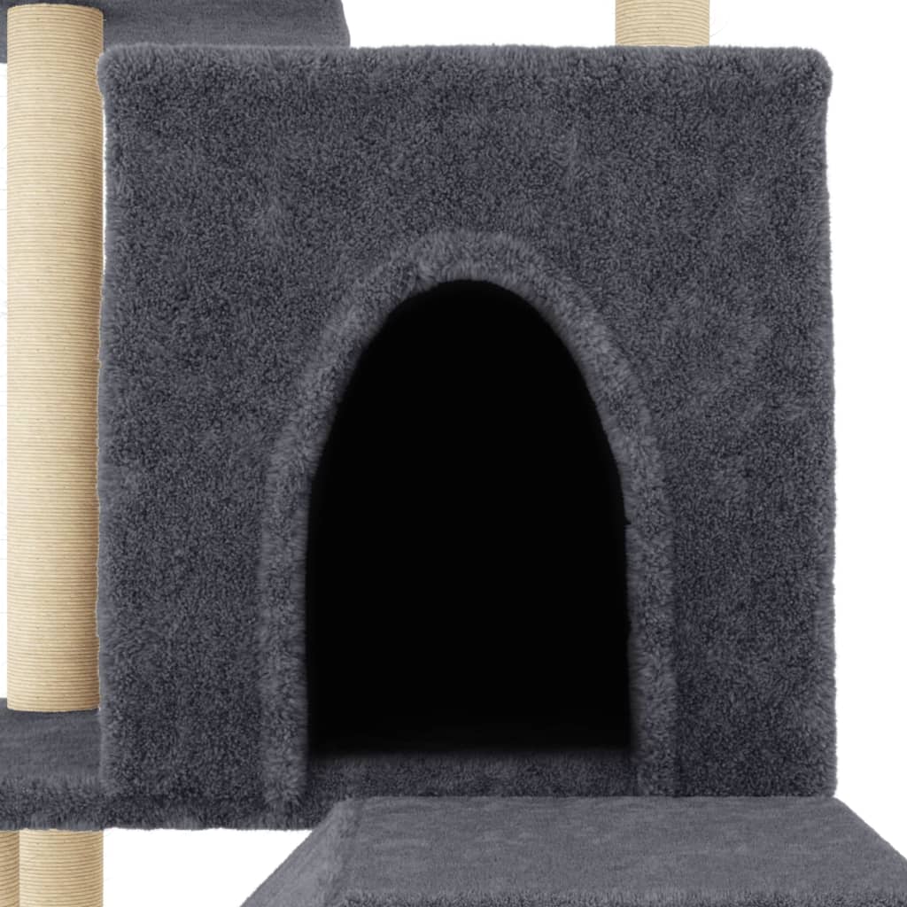Cat Tree with Sisal Scratching Posts Dark Grey 110.5 cm