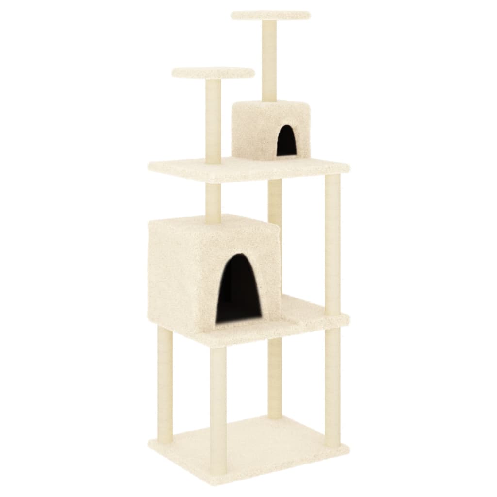 Cat Tree with Sisal Scratching Posts Cream 167 cm