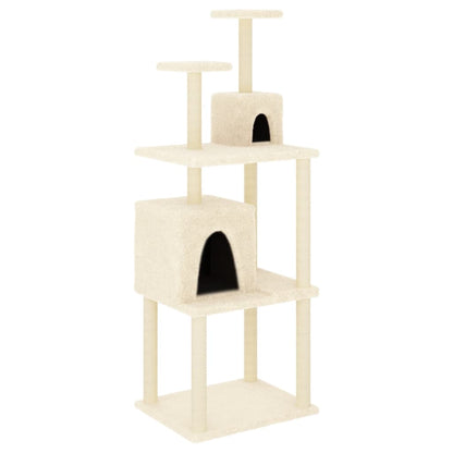 Cat Tree with Sisal Scratching Posts Cream 167 cm