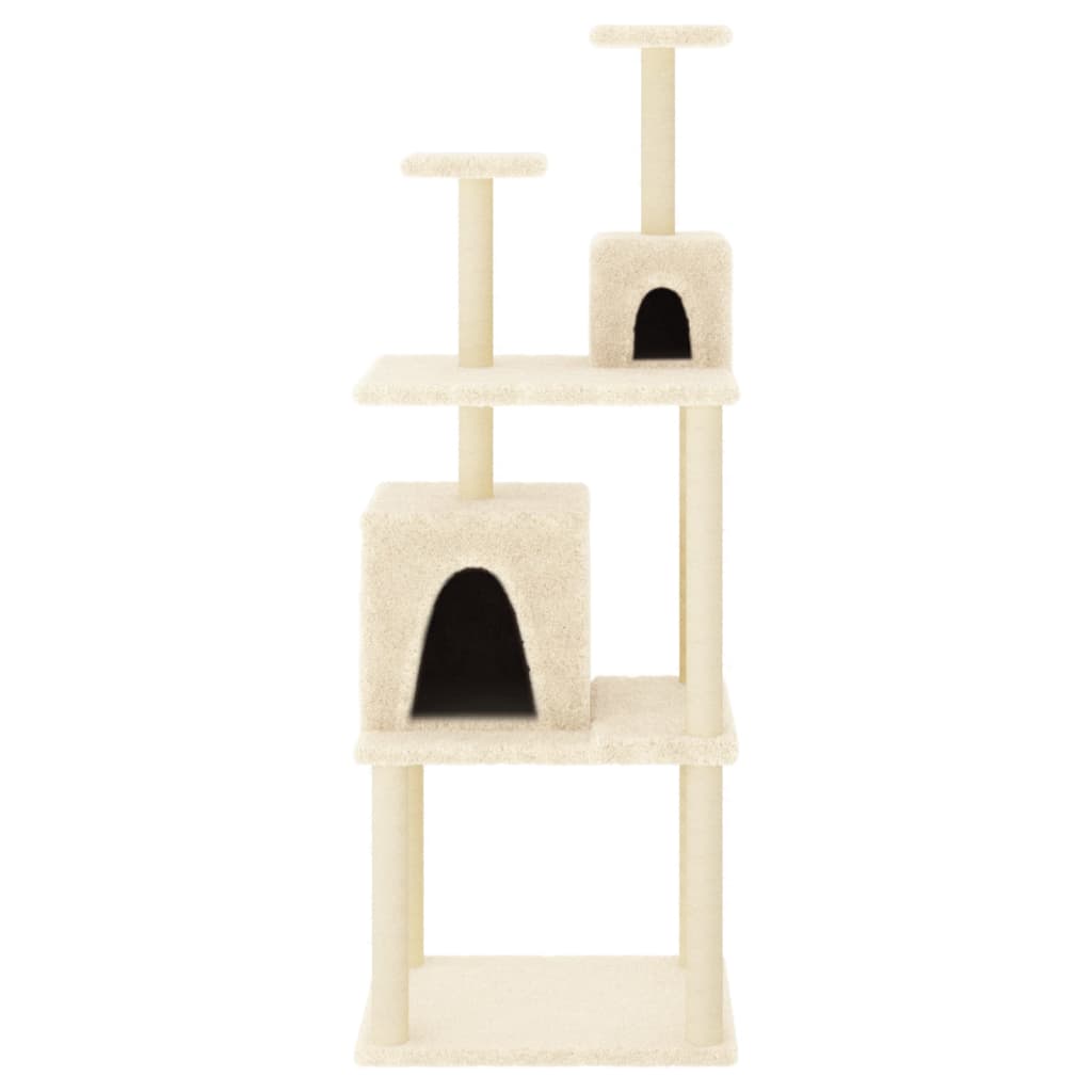 Cat Tree with Sisal Scratching Posts Cream 167 cm