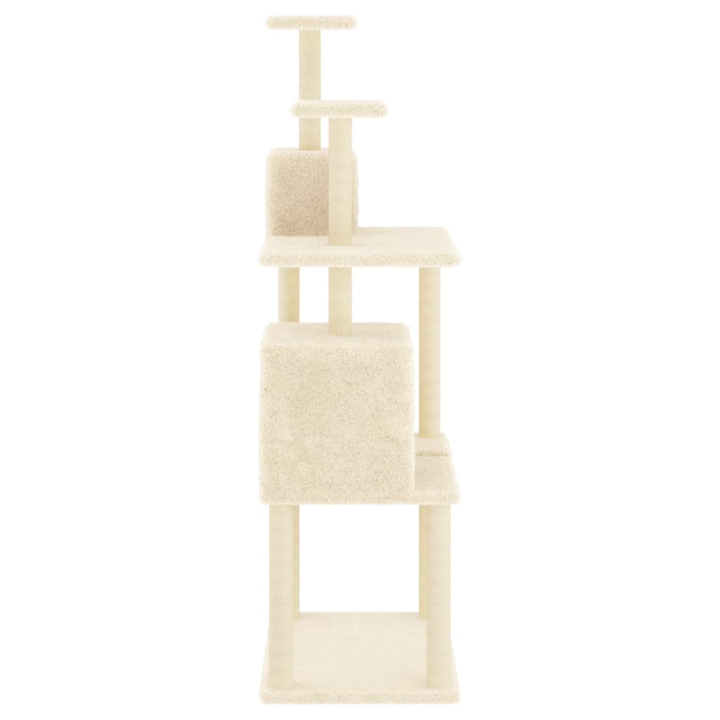 Cat Tree with Sisal Scratching Posts Cream 167 cm