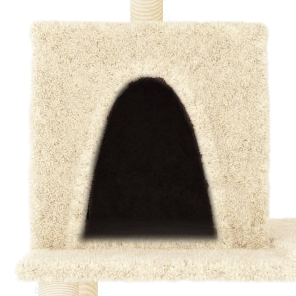 Cat Tree with Sisal Scratching Posts Cream 167 cm