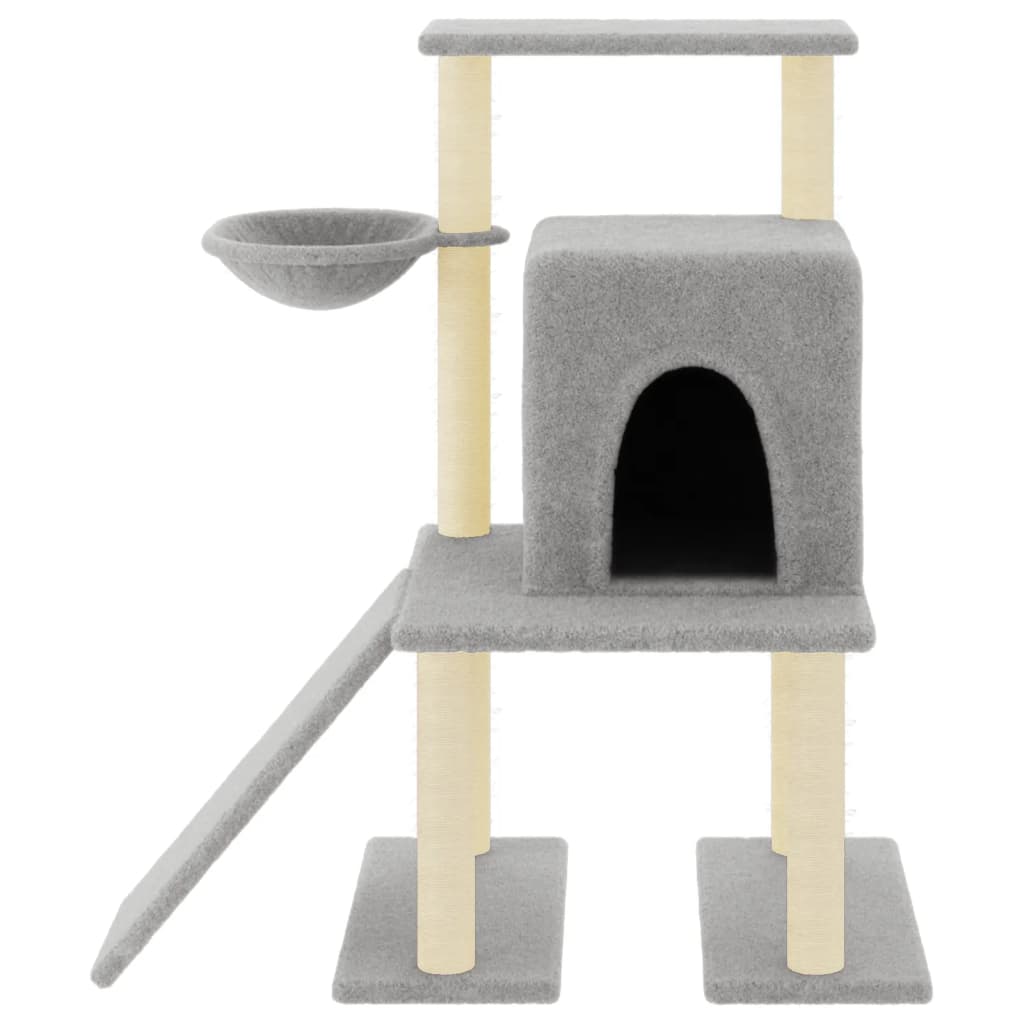 Cat Tree with Sisal Scratching Posts Light Grey 96.5 cm