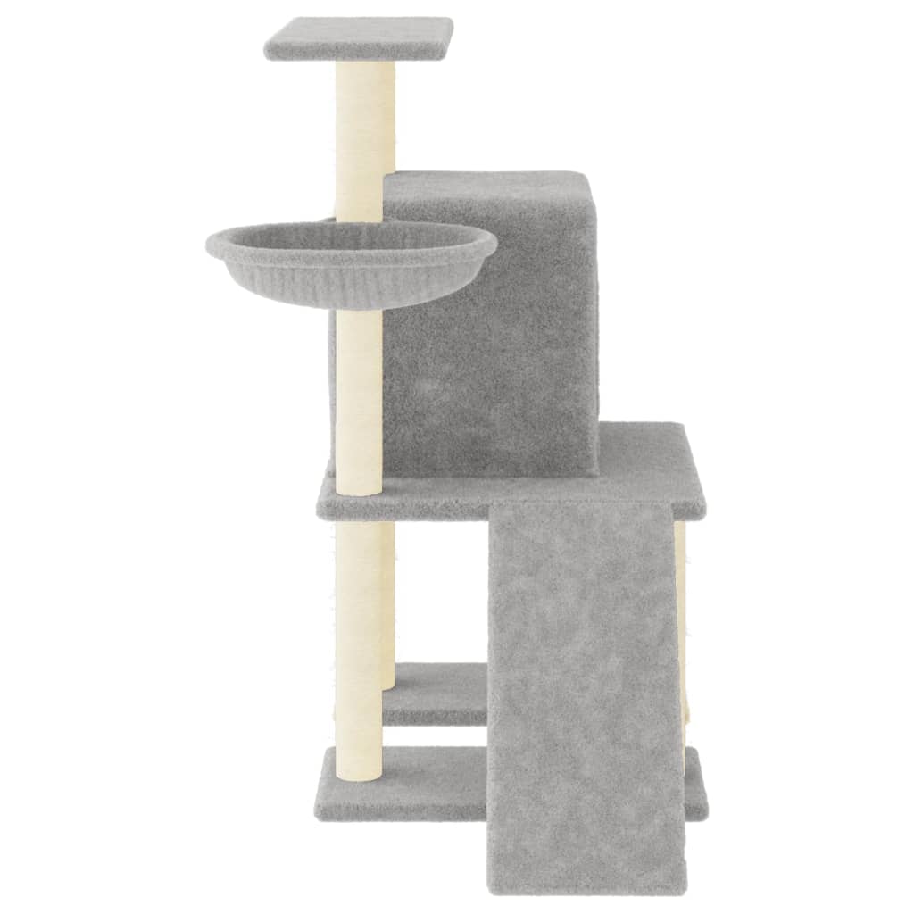 Cat Tree with Sisal Scratching Posts Light Grey 96.5 cm