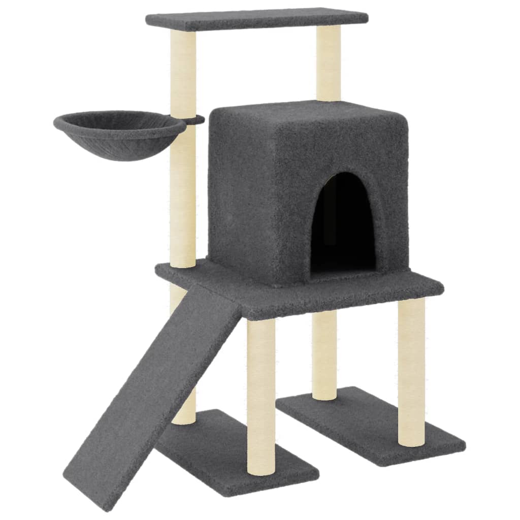 Cat Tree with Sisal Scratching Posts Dark Grey 96.5 cm