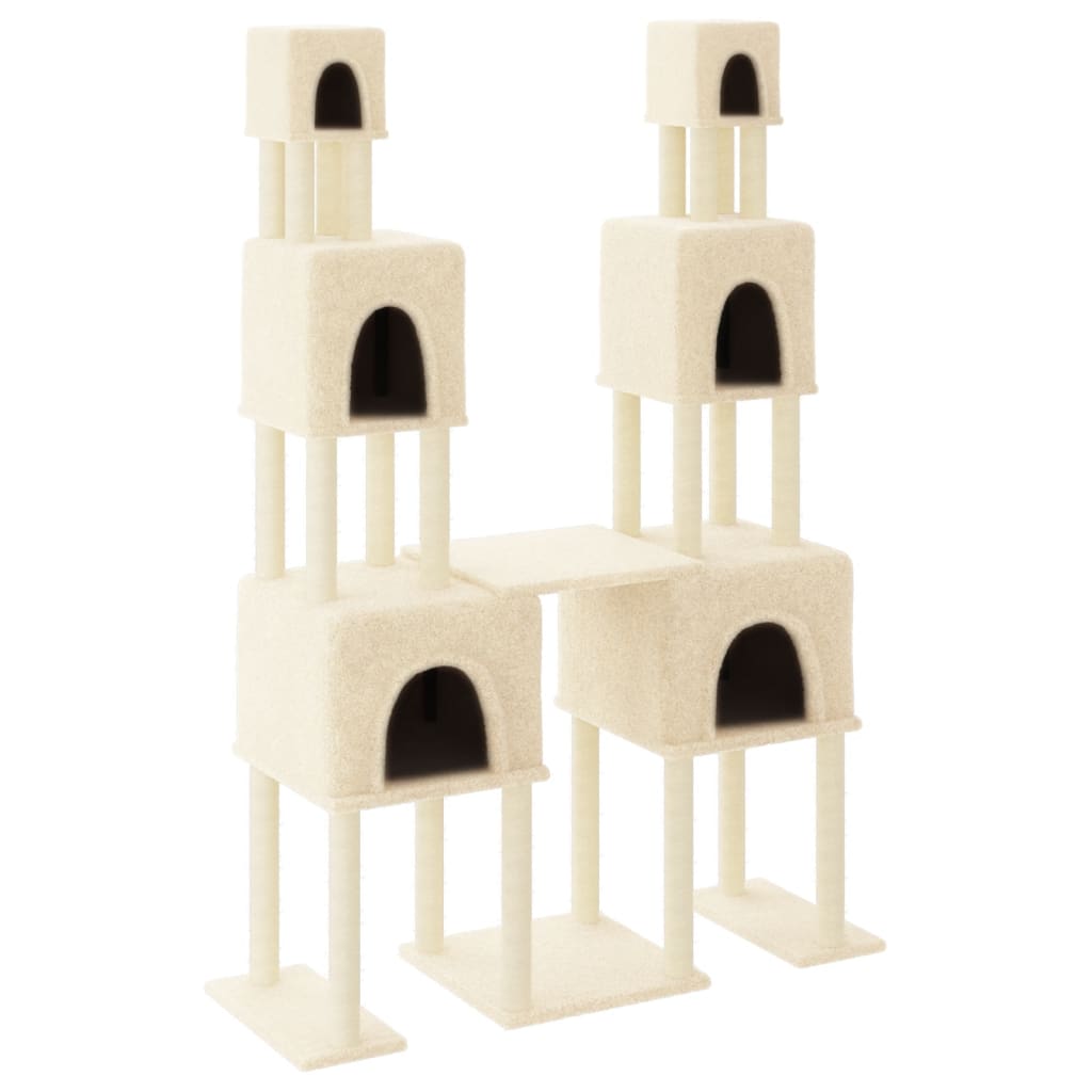 Cat Tree with Sisal Scratching Posts Cream 199 cm