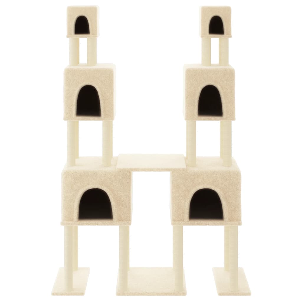 Cat Tree with Sisal Scratching Posts Cream 199 cm