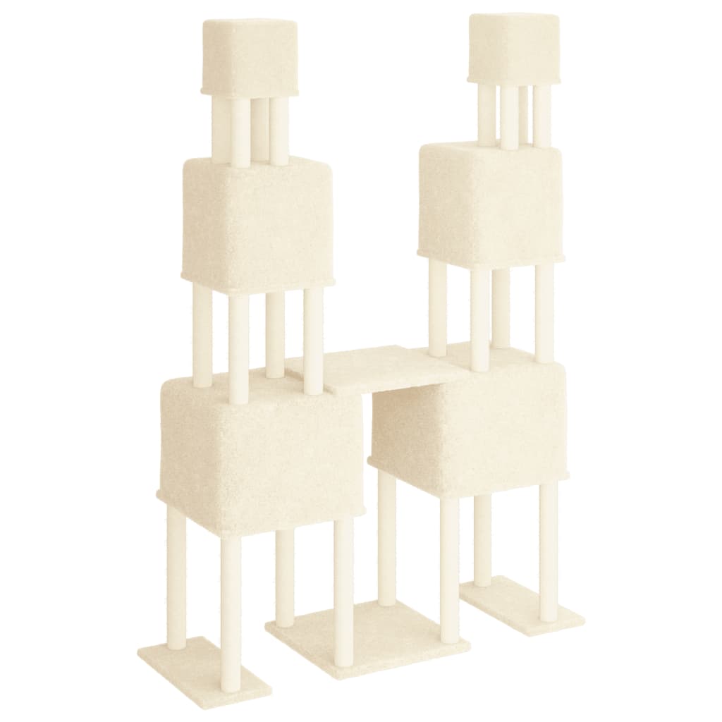 Cat Tree with Sisal Scratching Posts Cream 199 cm