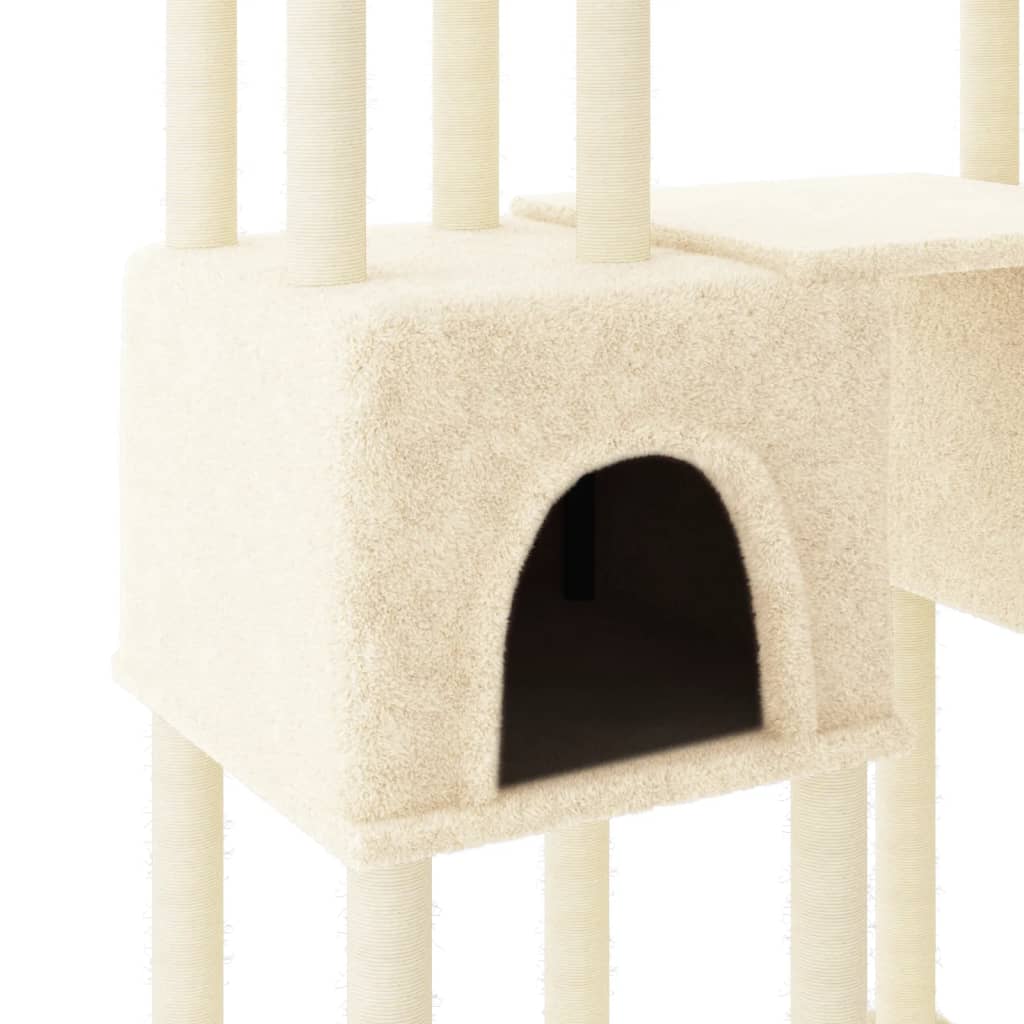 Cat Tree with Sisal Scratching Posts Cream 199 cm