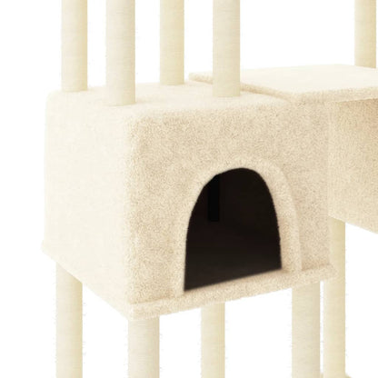 Cat Tree with Sisal Scratching Posts Cream 199 cm