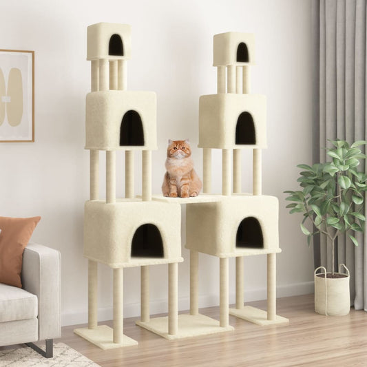 Cat Tree with Sisal Scratching Posts Cream 199 cm