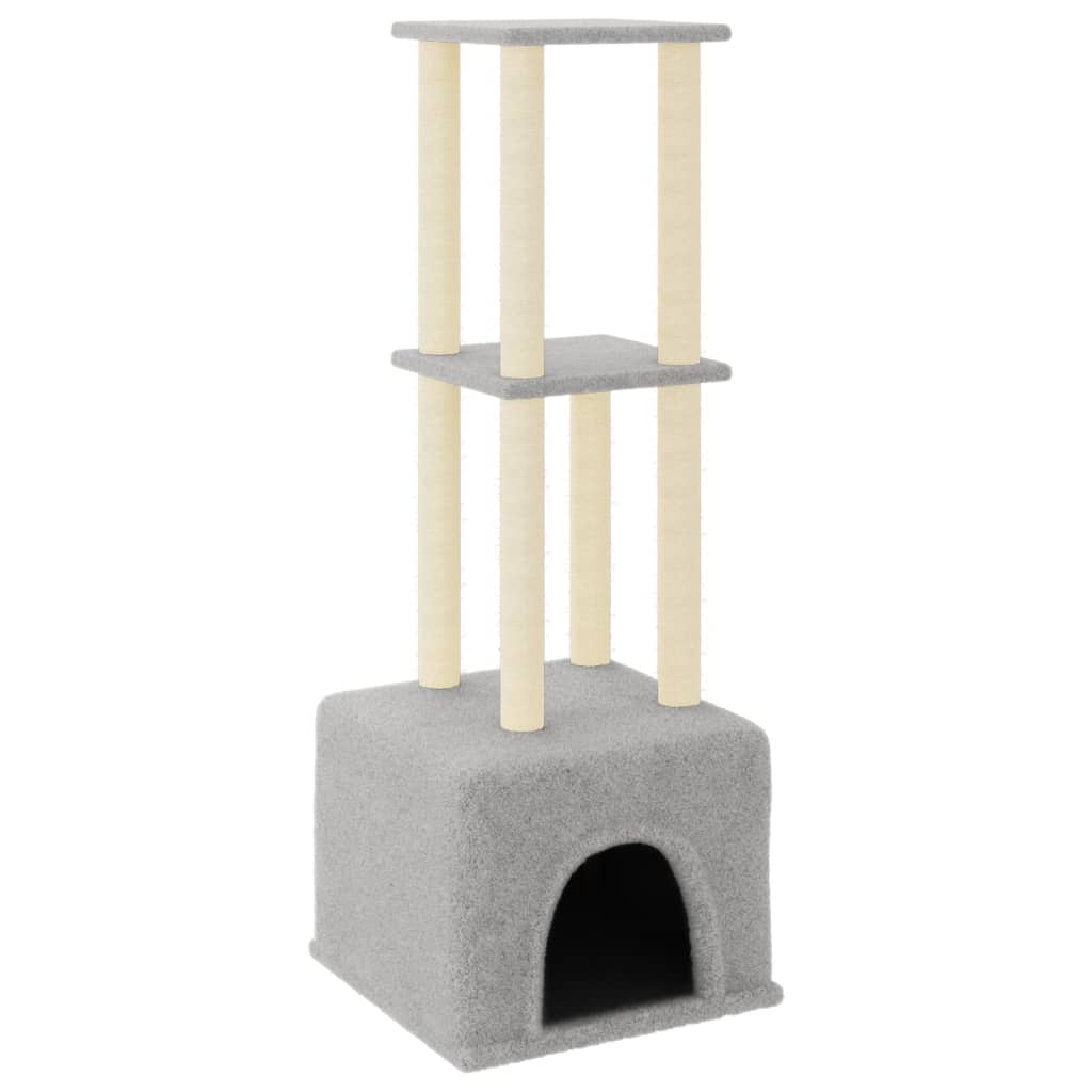 Cat Tree with Sisal Scratching Posts Light Grey 133.5 cm