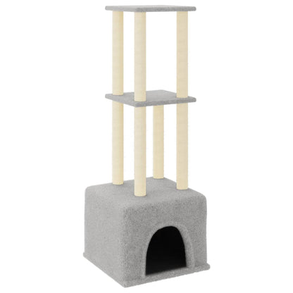 Cat Tree with Sisal Scratching Posts Light Grey 133.5 cm