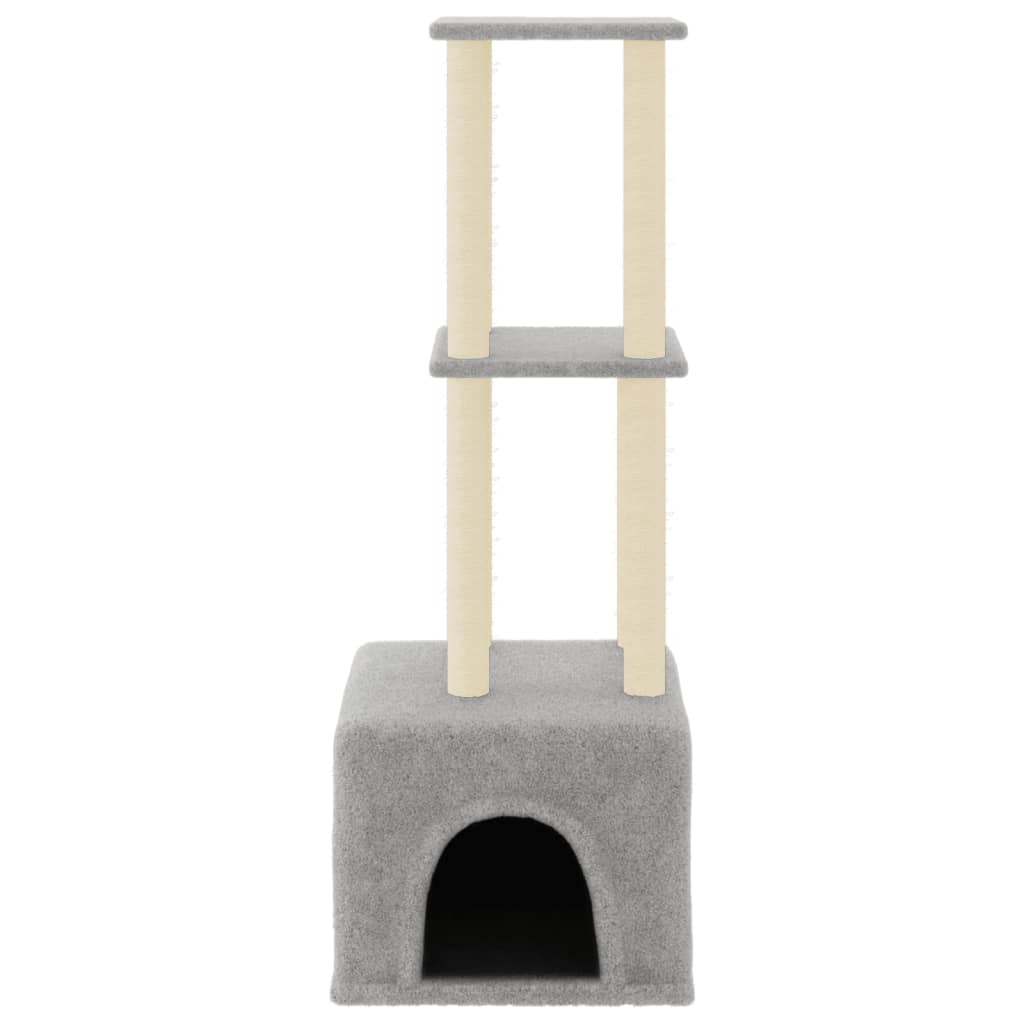 Cat Tree with Sisal Scratching Posts Light Grey 133.5 cm
