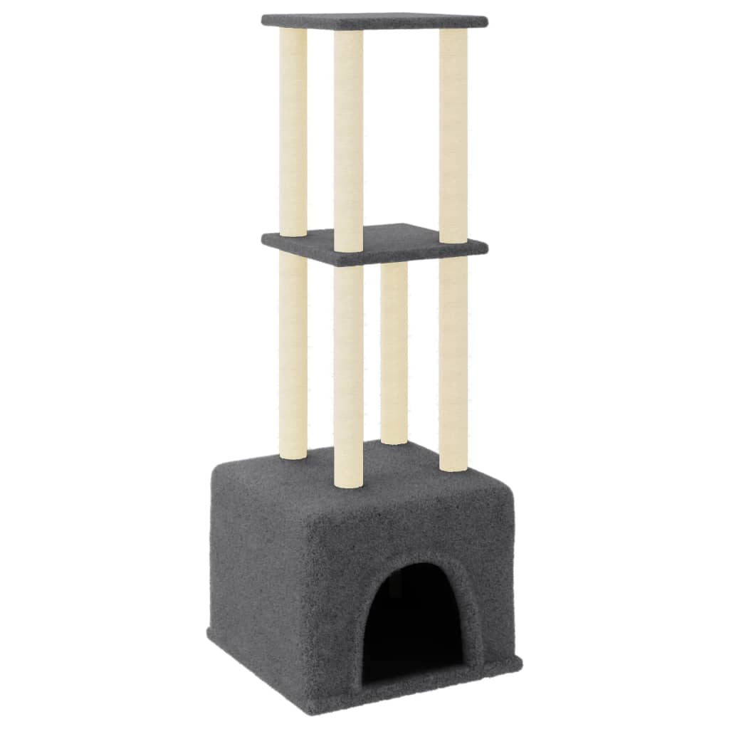 Cat Tree with Sisal Scratching Posts Dark Grey 133.5 cm