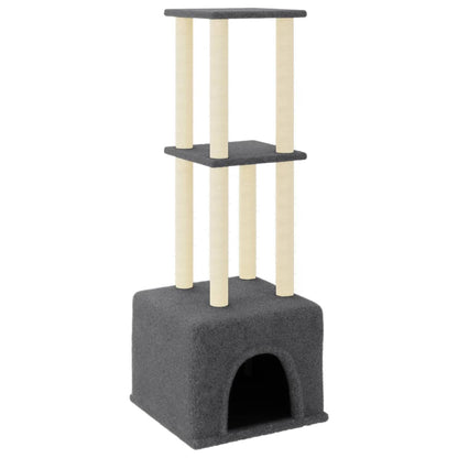 Cat Tree with Sisal Scratching Posts Dark Grey 133.5 cm