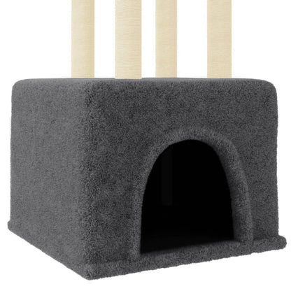 Cat Tree with Sisal Scratching Posts Dark Grey 133.5 cm