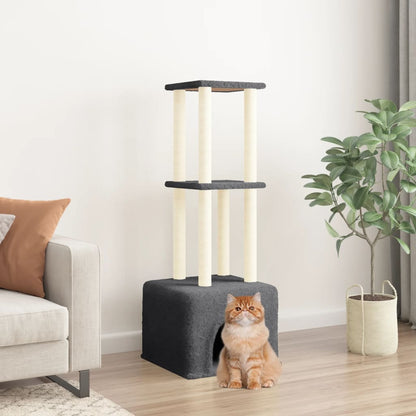 Cat Tree with Sisal Scratching Posts Dark Grey 133.5 cm