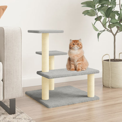 Cat Tree with Sisal Scratching Posts Light Grey 61 cm