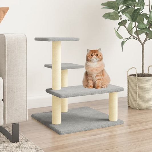 Cat Tree with Sisal Scratching Posts Light Grey 61 cm