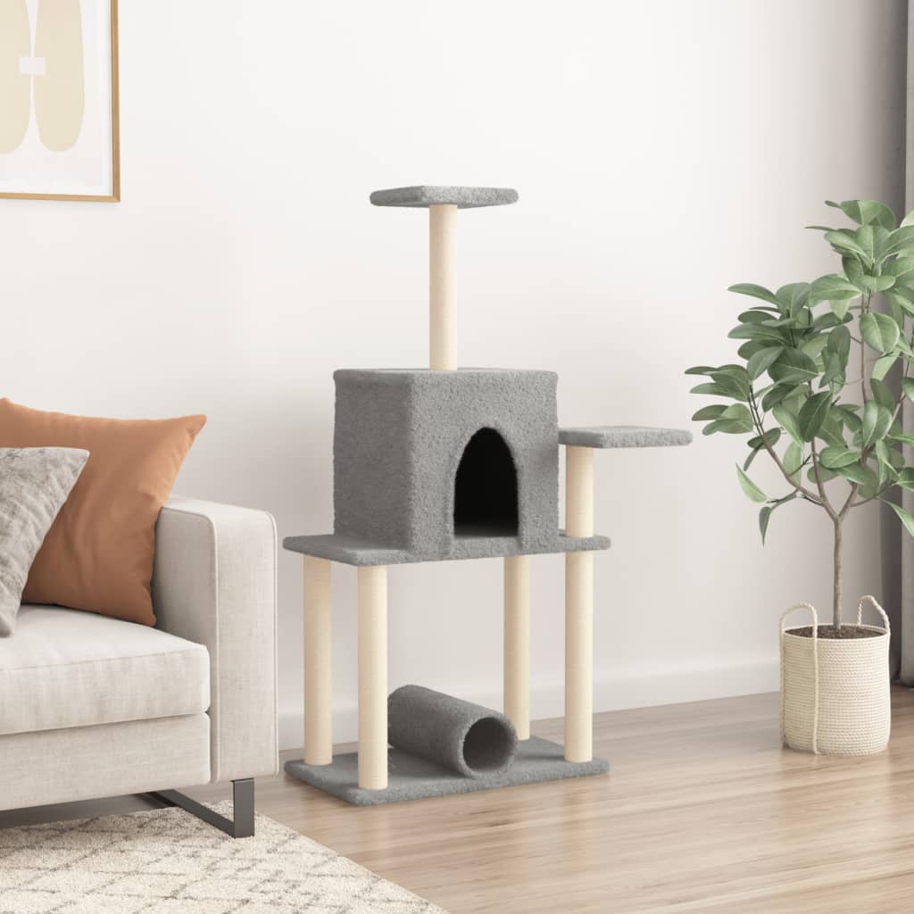 Cat Tree with Sisal Scratching Posts Light Grey 122 cm