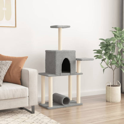 Cat Tree with Sisal Scratching Posts Light Grey 122 cm