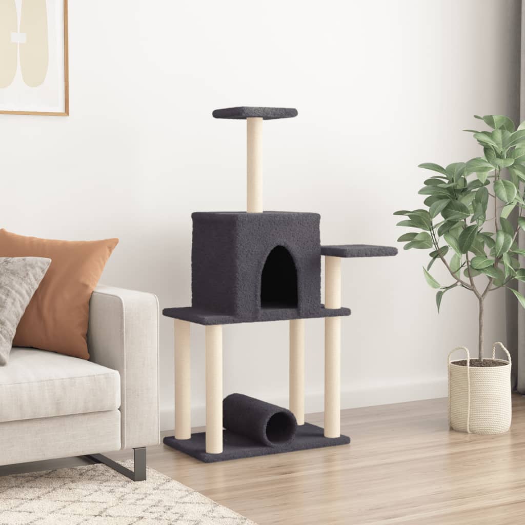 Cat Tree with Sisal Scratching Posts Dark Grey 122 cm