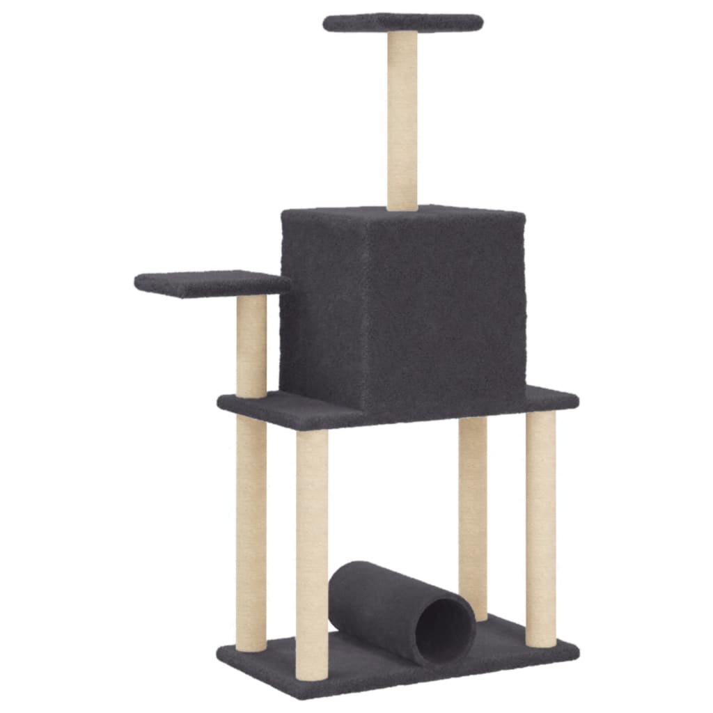 Cat Tree with Sisal Scratching Posts Dark Grey 122 cm