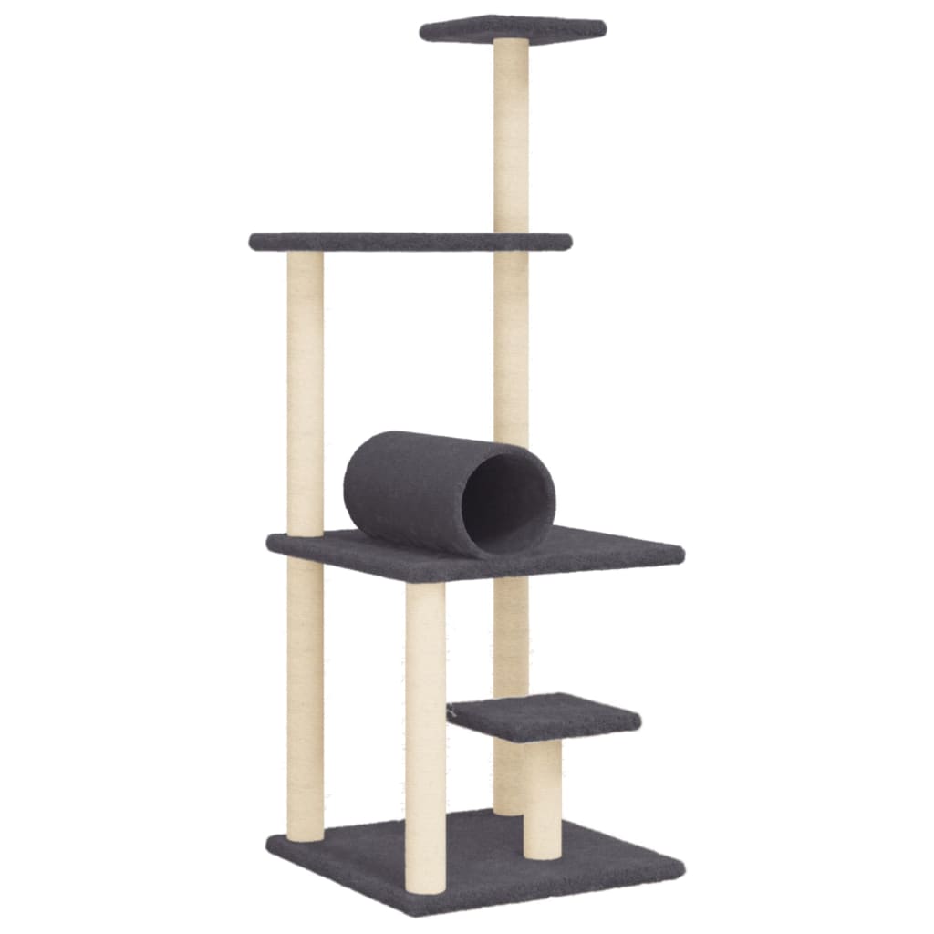 Cat Tree with Sisal Scratching Posts Dark Grey 136 cm