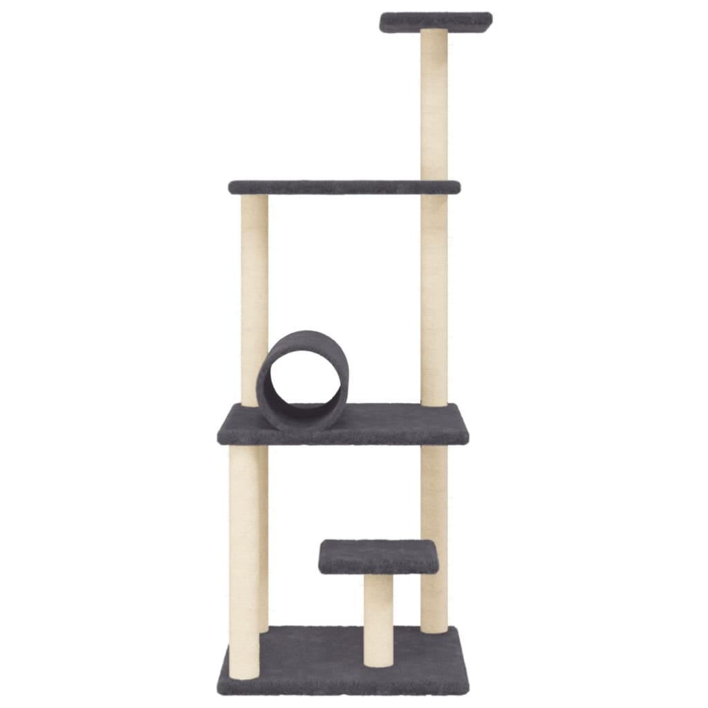 Cat Tree with Sisal Scratching Posts Dark Grey 136 cm