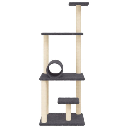 Cat Tree with Sisal Scratching Posts Dark Grey 136 cm