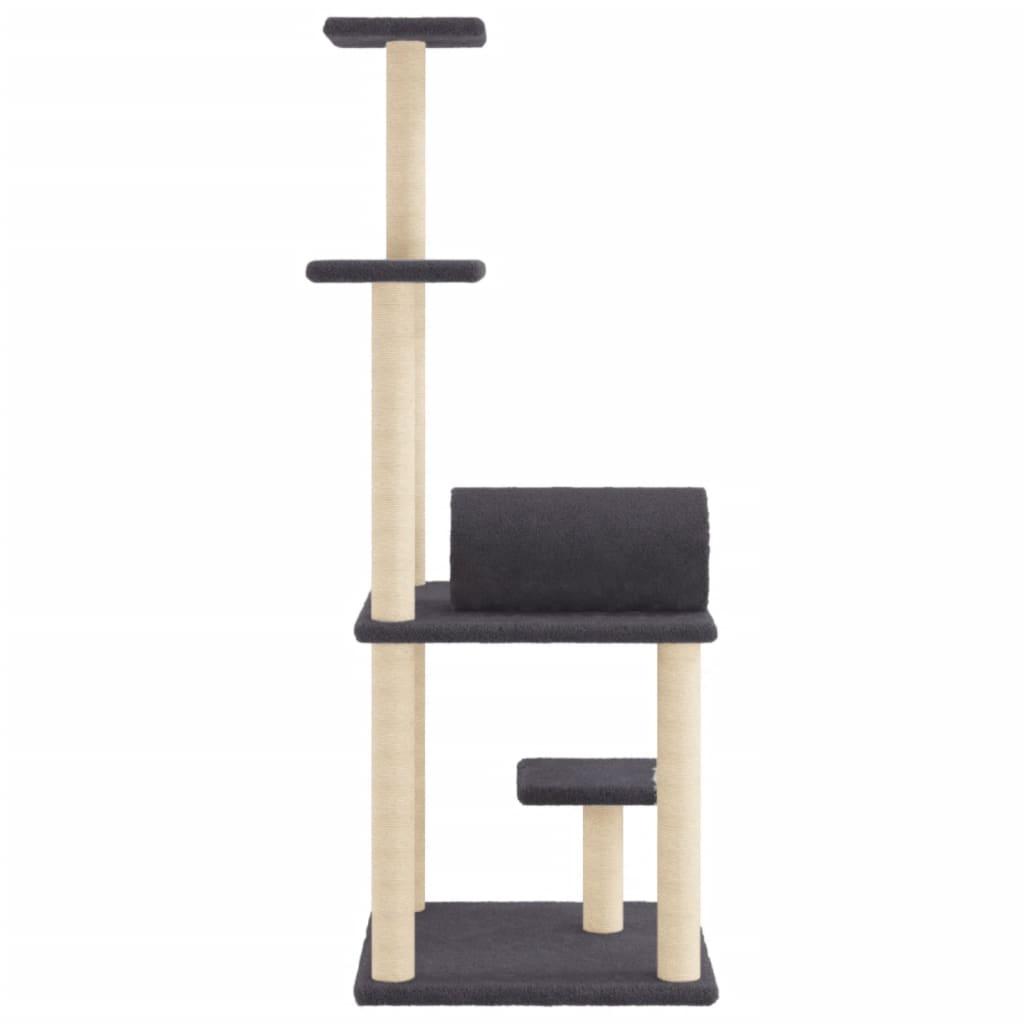 Cat Tree with Sisal Scratching Posts Dark Grey 136 cm