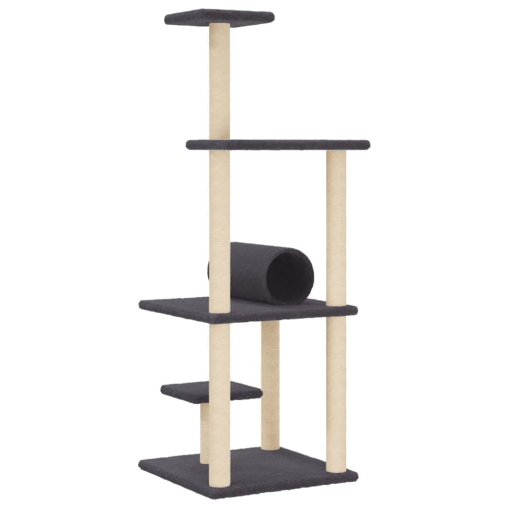 Cat Tree with Sisal Scratching Posts Dark Grey 136 cm