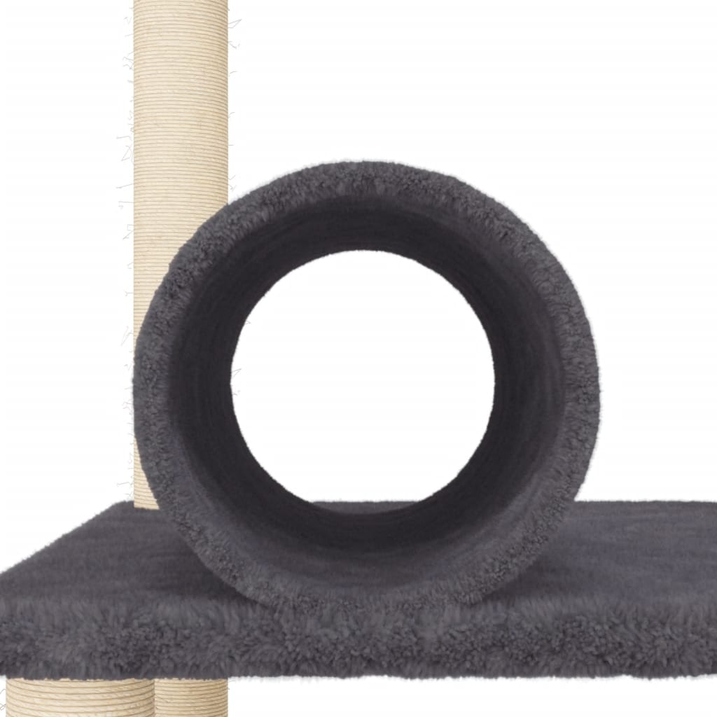 Cat Tree with Sisal Scratching Posts Dark Grey 136 cm