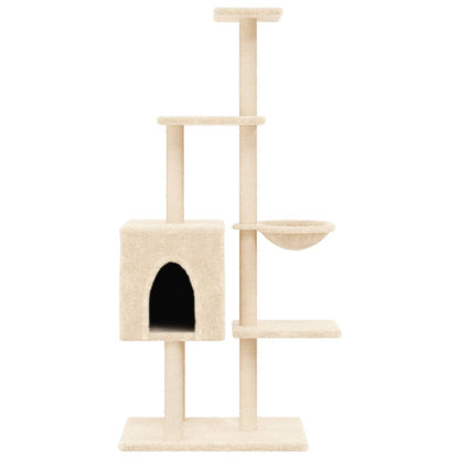 Cat Tree with Sisal Scratching Posts Cream 145 cm