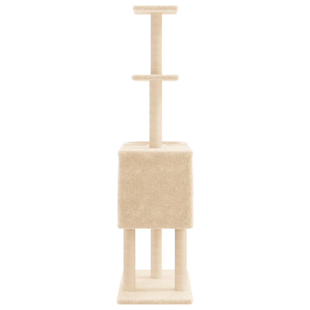 Cat Tree with Sisal Scratching Posts Cream 145 cm