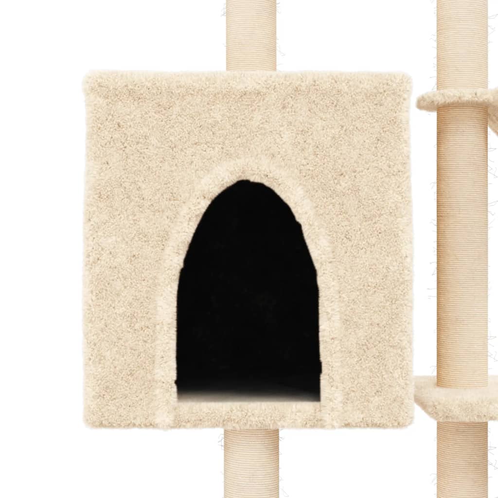 Cat Tree with Sisal Scratching Posts Cream 145 cm