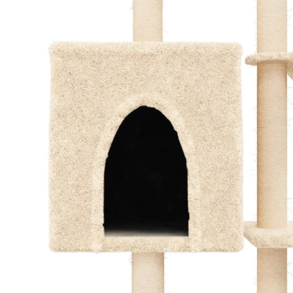 Cat Tree with Sisal Scratching Posts Cream 145 cm