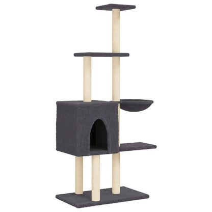 Cat Tree with Sisal Scratching Posts Dark Grey 145 cm