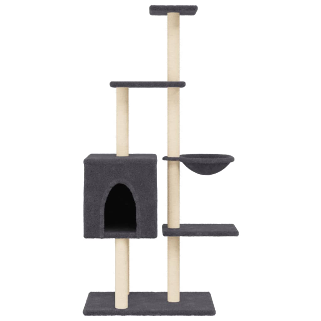 Cat Tree with Sisal Scratching Posts Dark Grey 145 cm