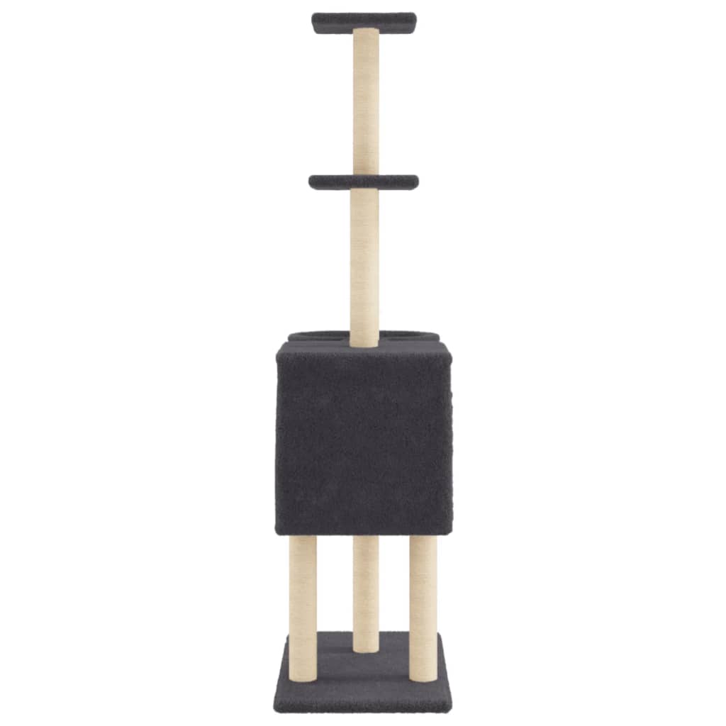 Cat Tree with Sisal Scratching Posts Dark Grey 145 cm